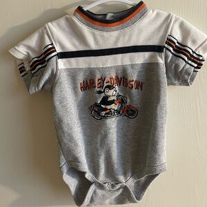 Harley-Davidson Gray and Orange Baby Bodysuit